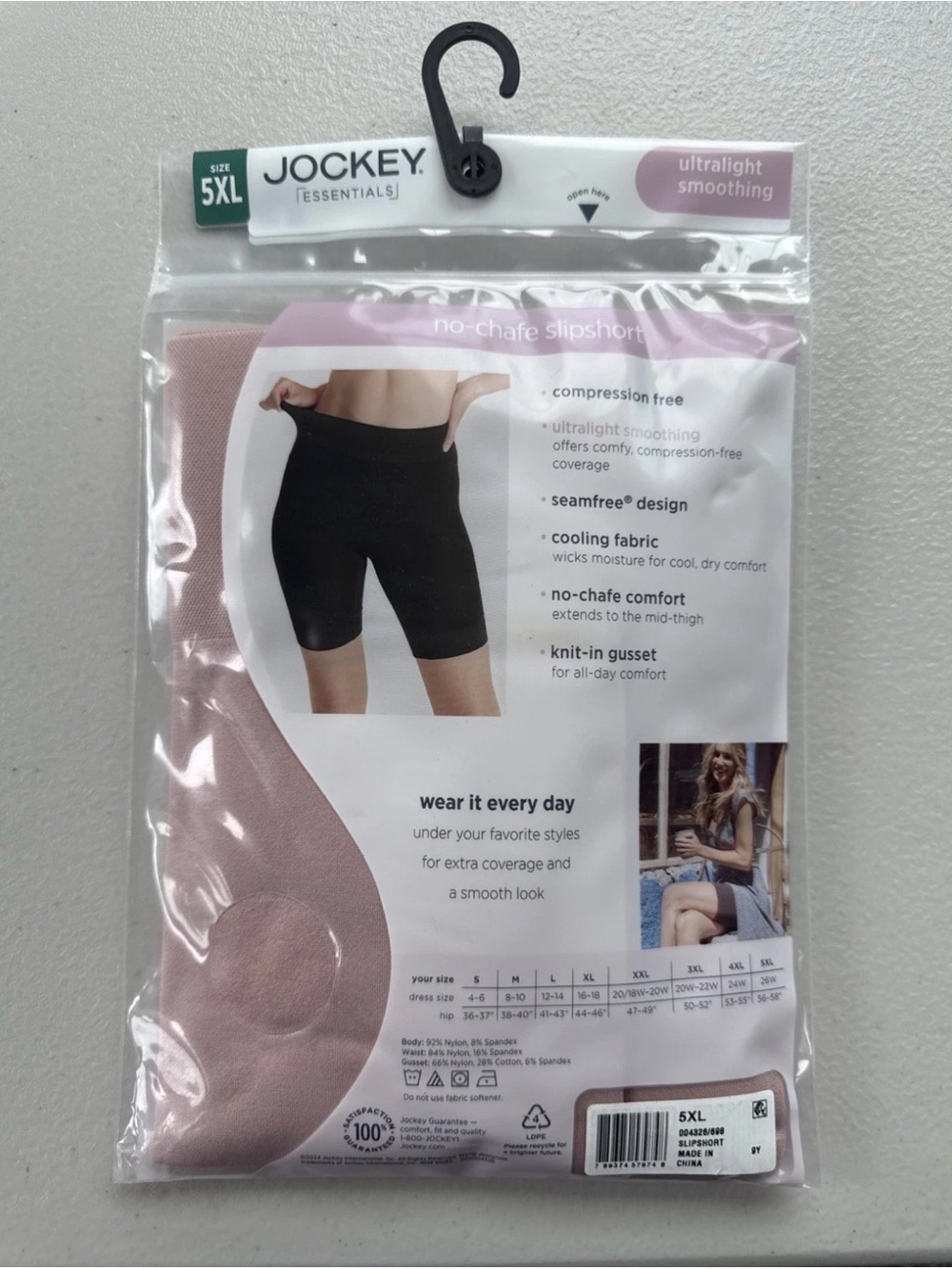 Jockey Essentials No-Chafe Slipshorts - Dusty Rose, Brown 2 pair 5XL NWT - Picture 5 of 8